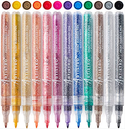 Rainbow coloured glitter pens