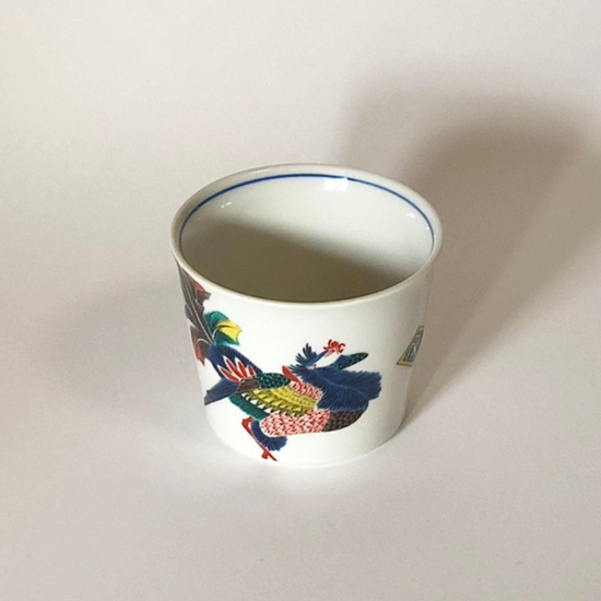 KUTANIYAKI Sake Cup and Small Plate Set, SEIKOUGAMA "HOUOUMON"