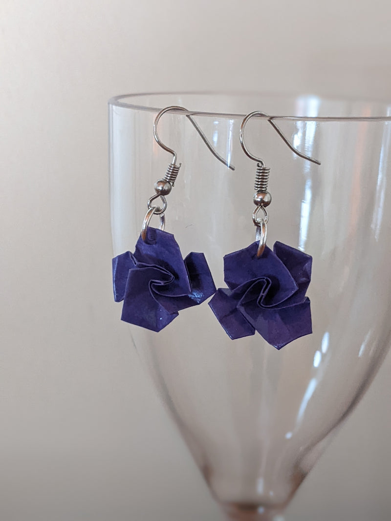 Handmade Origami Earrings - Rose