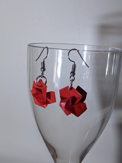 Handmade Origami Earrings - Rose