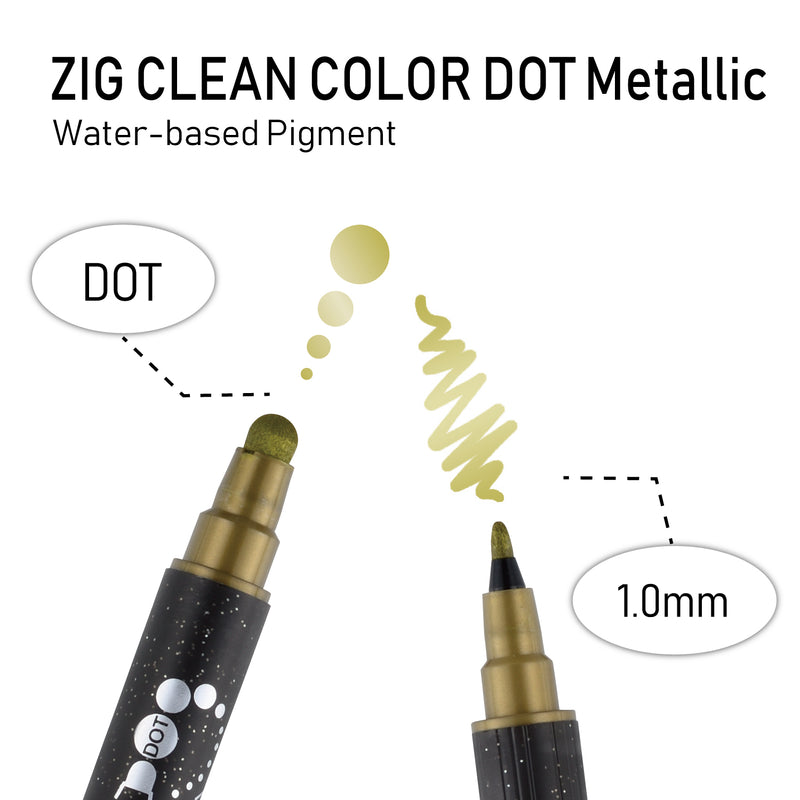 Zig Clean Color Dot Metallic - 6 Color Set